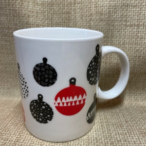 Vintage Starbucks Red and Black Ornament Mug/Holiday Starbucks Mug/Ornament Themed Mug/Drinking Mug/90&#39;s Starbucks Christmas Mug/Red Black