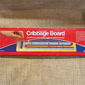 Vintage 1983 Sure Lane Continuous Track Cribbage Board/Solid Hardwood Cribbage Board/Cribbage Board/Card Game/Sure Lane Cribbage Board