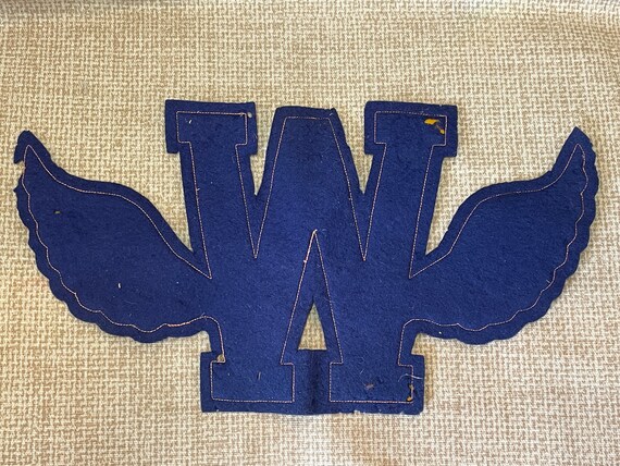 Vintage Varsity Letter W with Wings/Blue and Gold… - image 2