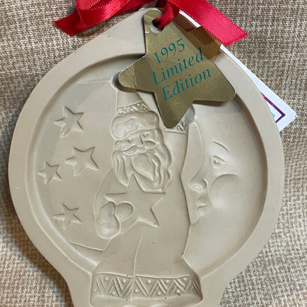 Vintage 1995 Brown Bag Cookie Mold/Santa en la Luna/Vintage Santa Cookie Mold/Molde para hornear/ Brown Bag Edición Limitada Santa Mold/Cookie Mold