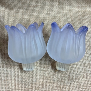Partylite Tulip Votives with Purple Tips/White Satin and Purple Votive/Partylite Peg Votive/Home Decor/Tulip Flower Votives/Candle Holders