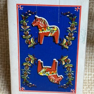 Vintage 70's Swedish Dala Horse Playing Cards/Horse Sweden/Cards/Game Night/Poker/Swedish Playing Cards/Deck of Cards with Dala Horse