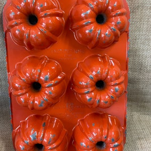 Vintage Nordicware Bundt-lette Pan/Burnt Orange Nordic Ware Mini Bundt Cake Pan/Baking Pan/70&#39;s Nordic Ware Pan/Bundt Pan/Mini Bundt Pan