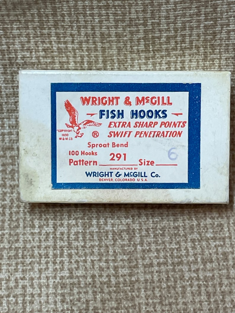 Vintage Wright & Mcgill Fish Hooks in Box/size 6 Pattern 291 Hooks ...