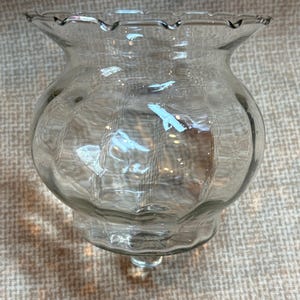 Vintage Homco Clear Glass Short Ruffled Rim Votive/Votive Holder/80&#39;s Homco Glass Votive/Clear Glass Votives/Home Decor/Votive Replacement