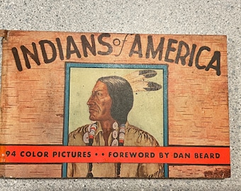 Vintage RARE 1935 Indians of America by Lillian Davids Fazzini/94 Color Pictures/Rare Native America Book/Pocket Book 1935/Whitman Publish