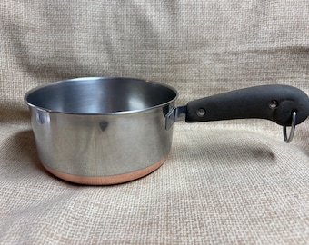 Cacerola Revere Ware de 1 1/2 cuartos/1 1/2 cuartos/Clinton, IL/Fondo de cobre Cacerola Revere Ware 1 1/2 cuartos 1801/Cocina en estufa/Utensilios de cocina/