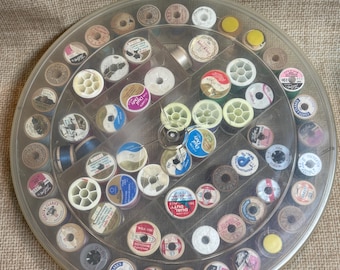 Large Round Acrylic Thread Holder/Sewing Notion Storage/12 inch Thread Storage/Vintage Spools of Thread