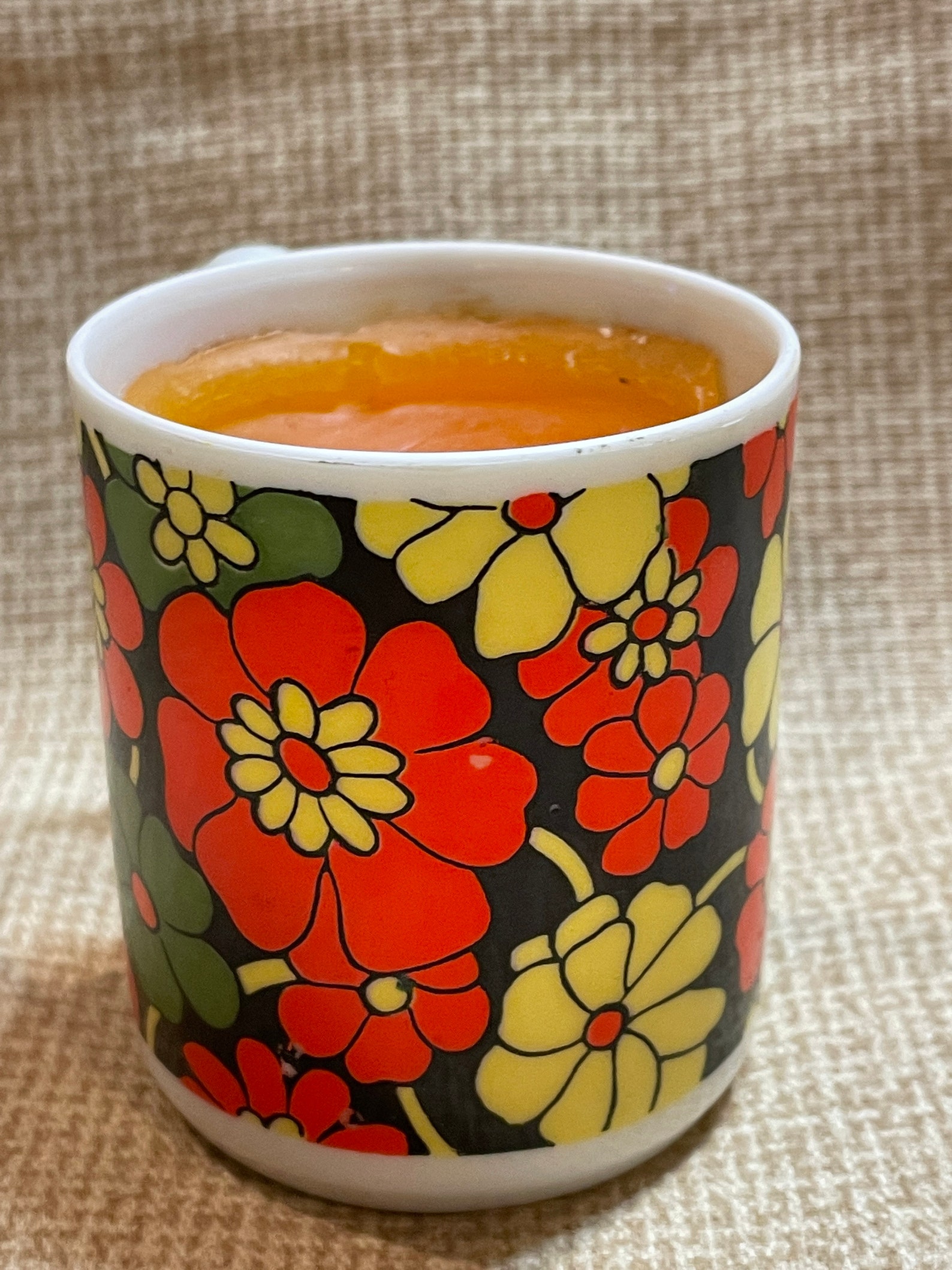 Vintage 1960's Candle in a Mug/made in Japan/retro Orange Etsy