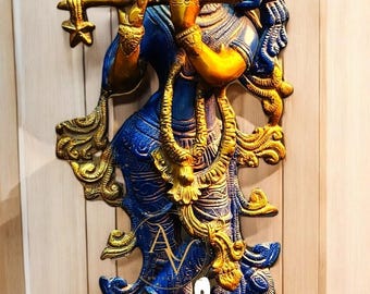 真鍮製クリシュナ像：愛の神、フルート奏者、寺院の装飾 - Etsy 日本