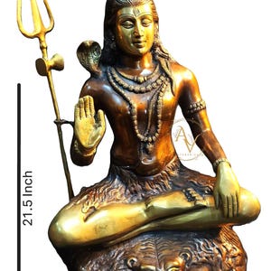 Mahadev Statue 21.5 inches, Trident, Hindu God, Adiyogi Statue, Meditating Shiva, Home Decor Idol, Shiv Shambhu, Shiva statue, Indian Arts.