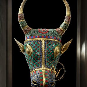 Brass Nandi , stonework Home Decor, 20.32 CM Gatekeeper of Shiva & Parvati, God Nandi Statue, Sacred Bull, Shiv Sevak, Hindu Gifts, Animals