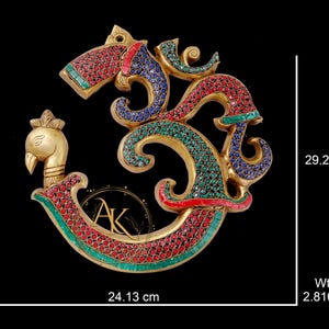 11.5 inches Hindu Religious Symbol Brass OM Metal Statue for Home / Office/ Temple / Mandir Decor/Home Decor/ Om/ Beautiful Om, Best Gift...