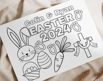 Do It Yourself Editable Canva Template, Easter Activity Sheet, Place Mat, Coloring Sheet, Kids Party Favors, Easter Bunny, Egg Hunt Activity