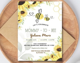 PLR Baby Shower Editable Invitation, Mommy To Bee Invitation, Bumble Bee Baby Shower Invite