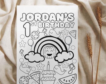 Do It Yourself Editable Template, Kids Happy Emoji Birthday Coloring Sheet, Kids Birthday Favors, Birthday Coloring Page, PLR Activity Sheet