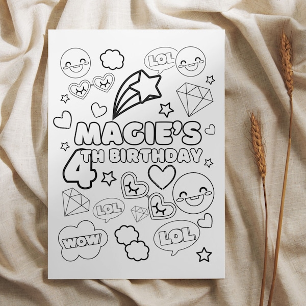 Do It Yourself Editable Canva Template, Kids Emoji Birthday Coloring Sheet, Kids Birthday Favor, Birthday Coloring Page, Activity Sheet
