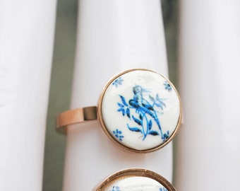 Spoon Earrings Atrio Portugal Tile Assemblage Azulejo Retro Antique Delft Pasteis de Belem Lisbon   Eclectic
