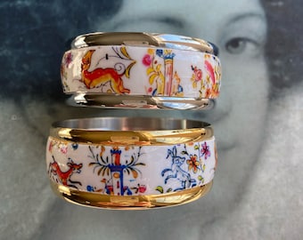 Bangle COIMBRA Portugal 17th Century Pottery Cuff Bracelet Ceramic DeeR  Ceramicas -  Stainless Steel Gold Tone Ships from USA