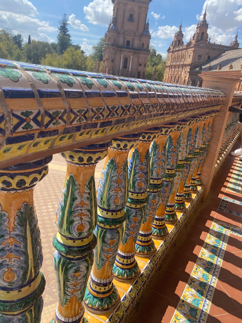 Spanish Tile Earrings Spain Earrings Circle Bar Plaza De Espana Seville