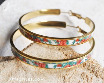 Atrio Earrings HOOPS Portugal Viana - Gold or Silver Stainless Steel  Folk Pavlovsky Posad Pavlovo Orenburg Downy Pashmina 2"