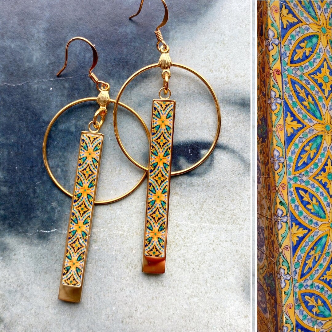 Spanish Sunset Tile Earrings