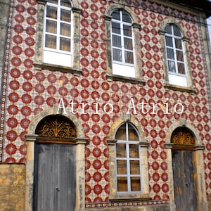 Atrio Tile Hoops Pendientes Rojo Portugal Acero Inoxidable Antiguo Azulejo 2 o 5cm Barcos desde EE.UU. imagen 2