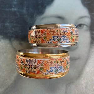 Bangle ATRIO Portugal Tile Bracelet Antique Azulejo Pinterest CoIMBRA 1590 - Gold or Silver Stainless Steel - Ships from USA CHUNKY