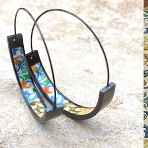 HOOP Earrings ATRIO Portugal Tile Antique Azulejo Pinterest CoIMBRA 1590 -  Stainless Steel 1.50&quot; Gift Box Included - Ships from USA