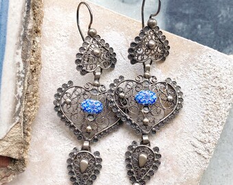 Atrio Portugal Antique Azulejo Tile Replica SILVER Filigree Queen's Earrings  Brincos da Rainha  AVEIRO Santa Joana Convent 1458