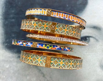 Spanish Tile Bangles Spain Bracelet Set Plaza de Espana Seville Tile Bangles Atrio Tiles Boho Bangles Atrio Tile Bangles Stacked Bracelet