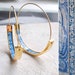 Atrio Hoops Earrings Tile Blue Portugal  STAINLESS STEEL Azulejo University of Evora  Delicate 1.5' Ships from USA Gift for her Gold Tone 