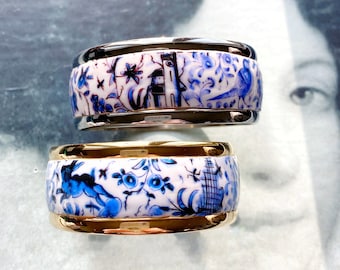 Bangle COIMBRA Portugal 17th BLUE Century Pottery Cuff Bracelet Ceramic DeeR  Ceramicas -  Gold or Silver Stainless Steel Ships from USA