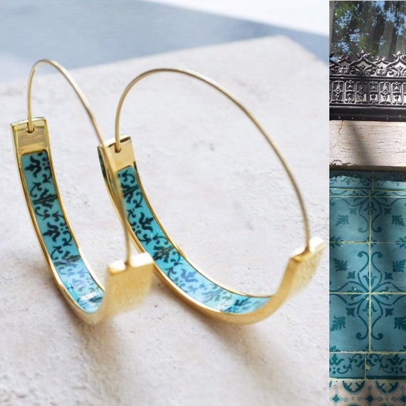 Hoops Earrings ATRIO Hoops Tile Portugal Stainless Steel Antique