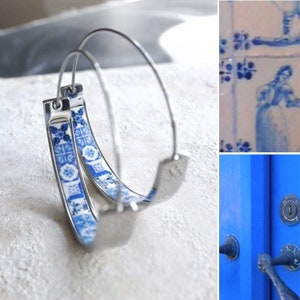 Ohrringe ATRIO Hoops Tile Portugal Edelstahl Antik Azulejo