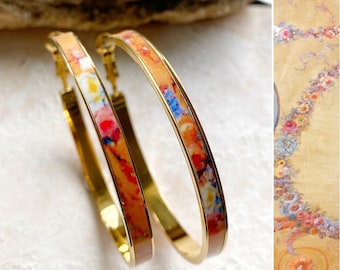 Atrio Earrings Hoop Frescoes DONA MARIA Queen of Portugal Palace Queluz Versailles Renaissance Gold or Silver Stainless Steel 2" Tuscan