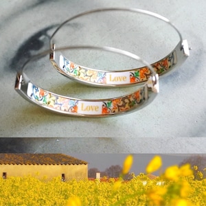HOOP Earrings LOVE Art Atrio Portugal Tile Antique Azulejo CoIMBRA 1590  Stainless Steel 1.50&quot; Gift Box Included - Ships from USA