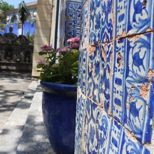 HOOP Earrings ATRIO Portugal Tile Antique Azulejo Pinterest CoIMBRA 1590 Stainless Steel 1.50 Gift Box Included Ships from USA Gold Tone image 6