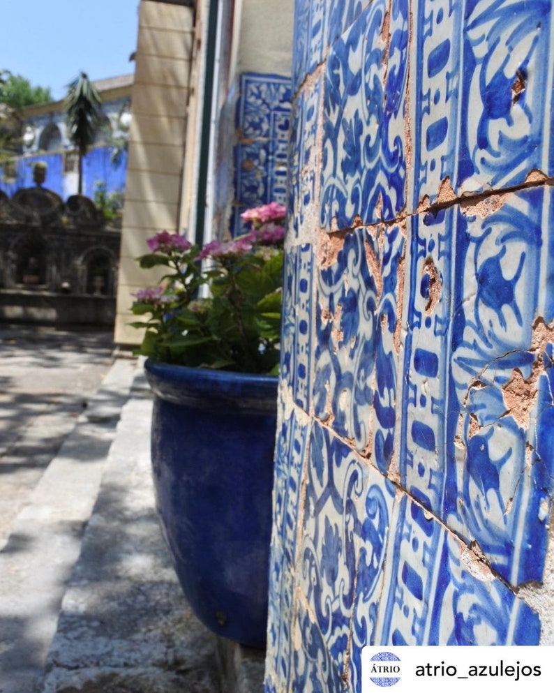 HOOP Earrings ATRIO Portugal Tile Antique Azulejo Pinterest CoIMBRA 1590 Stainless Steel 1.50 Gift Box Included Ships from USA Gold Tone image 6