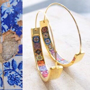 Aros Atrio de Azulejos Planos de Acero Inoxidable Antiguos - Azulejos Rojos y Rosas de 3,8 cm. Envío a EE. UU.