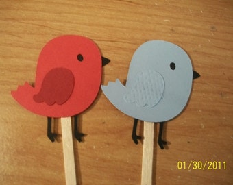 Birdie cupcake toppers- set of 12