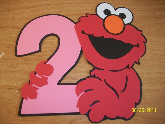 elmo holding a number 2 etsy