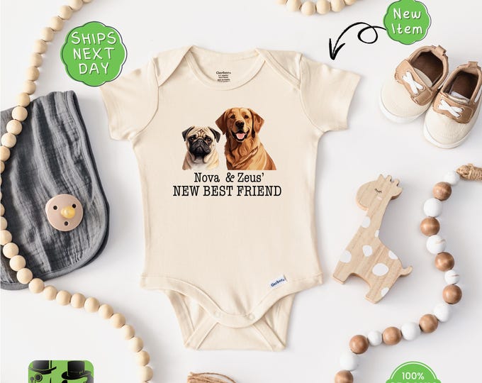 Personalized 'Protected & Loved By Dog' Onesie - Custom Pregnancy Announcement Bodysuit For Dog Lovers
