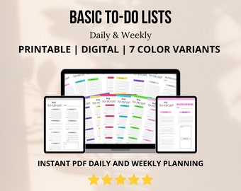 Daily and Weekly To-Do Lists - Printable & Digital