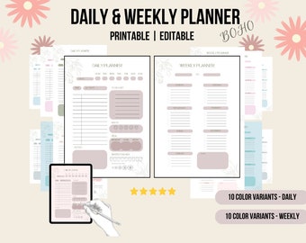 Boho Daily & Weekly Planner Set (Digital Download)