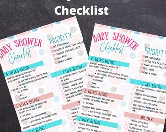 3PDF Printable Baby Shower Checklist Baby Shower Guest List - Etsy