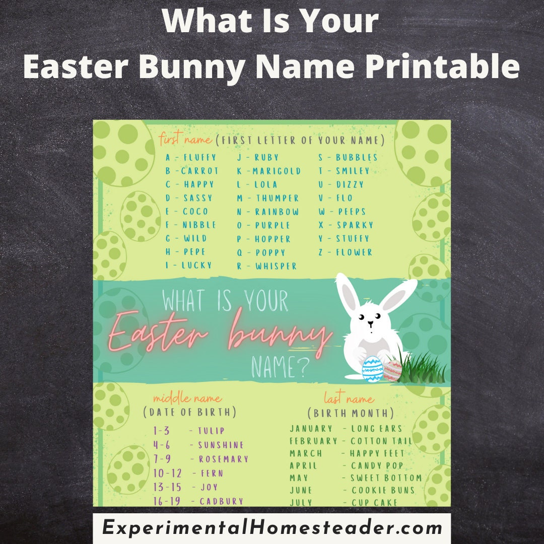 What is Your Easter Bunny Name Printable Etsy