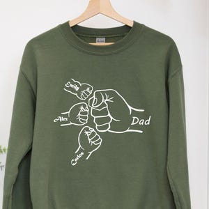Custom Fist Bump Dad Sweatshirt, Dad Sweats With Kids Names, Father's Day Gift, New Dad Sweats, New Dad Gift, Personalized Grandpa Sweater