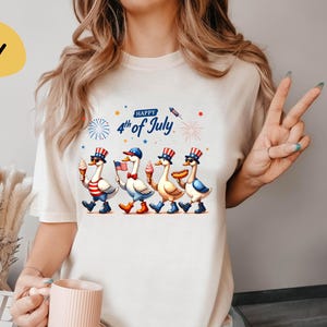 Comfort Colors Happy 4th Of July Ducks Shirt,Independence Day Tee, American Goose Shirt,Patriotic USA Flag T-Shirt,Fourth Of July Duck Shirt