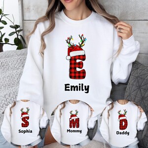 Custom Christmas Name Initial Sweatshirt, Family Christmas Sweatshirt, Personalized Christmas Couple Sweater, Christmas Group Sweatshirt